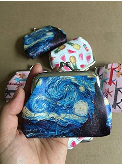 Lovely Abstract Pattern Coin Purse- Mini Blue Clasp Pouch Wallet Key Bags Money Bag Perfect Gifts for Girls Kids Purses Women Wallets Buckle Party Favors