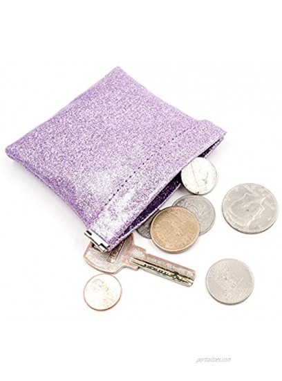 Menesia Small Squeeze Coin Purse Pouch Holder,Change Purse Made with Glitter PU Leather for Men & Women