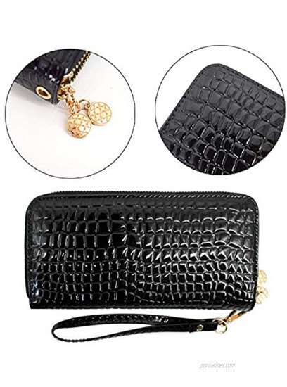Monique Women Large Solid Color Wallet Coin Purse Card ID Organizer Double Zip Around