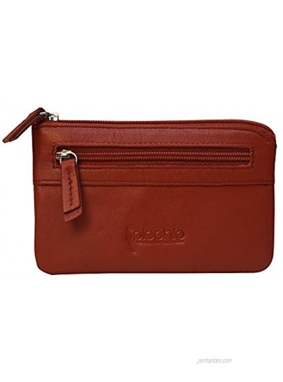 Picchio Pure Leather Men Women RFID Blocking Wallet Slim Coin Purse Pouch Mini Card Case Holder with Key Ring