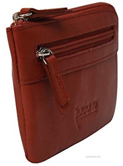 Picchio Pure Leather Men Women RFID Blocking Wallet Slim Coin Purse Pouch Mini Card Case Holder with Key Ring