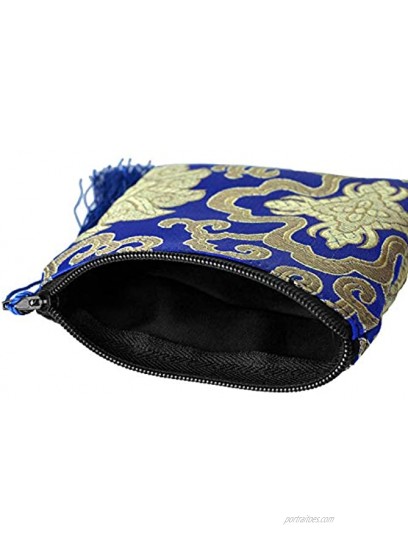 Rantanto Silk Brocade Coin Cash Purse Wallet Jewelry Pouch Bag With Tassel BGS0003 12 Packs Royal Blue