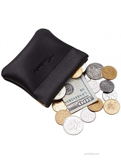 Travelambo Leather Squeeze Coin Purse Pouch Change Holder For Men & Women