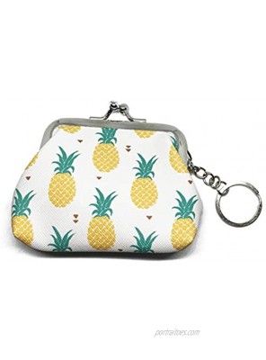 Tropical Pineapple Coin Purse Kiss-lock Clasp Change Purse Keychain Wallet