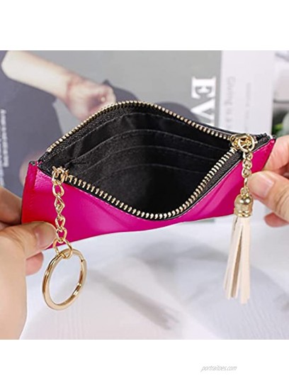 Women Coin Purse Change Wallet Cute Leather Coin Pouch Card Holder Clutch with Keychain Sister Coin Purse