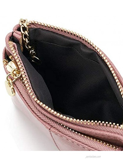 ZOOEASS Women PU Leather Zip Mini Coin Purse With Key Ring Triple Zipper Card Holder Wallet Pink