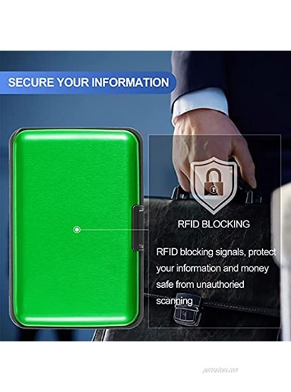 2 Pieces Credit Card Holder Slim Mini RFID Blocking Credit Card Protector Aluminum Business Card Case Metal ID Organizer Wallet with 7 Slots for Women Men Green Gray