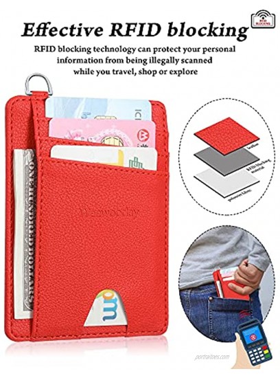 4 Pieces Slim Minimalist Wallet RFID Blocking Card Holder Ultra-thin Card Holder Wallet with Detachable D-Shackle for Men Women