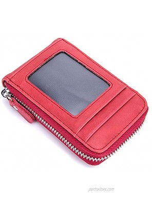 Aladin RFID Blocking Genuine Leather Mini Credit Card Case Organizer Compact Wallet with ID Window