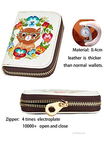 ANBENEED Leather RFID Blocking Credit Card Holder Case Zipper Accordion Wallets For Women Ladies Girls