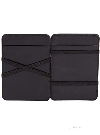 AULIV Card Holder Leather Magic Wallet RFID Blocking Slim Minimalist Front Pocket Credit Card Case for Men Women Black
