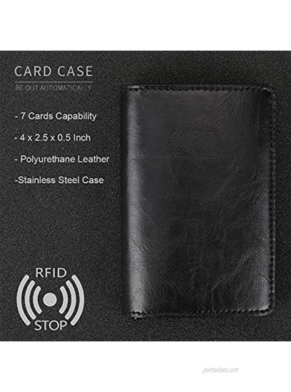 Auto Credit Card Holder RFID Block Anti-Theft Leather Finish Wallet 1-Click Card Popup Case