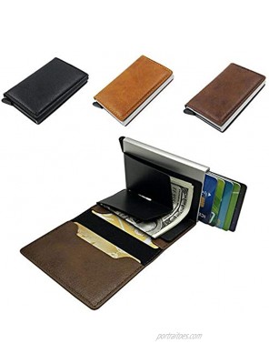 Auto Credit Card Holder RFID Block Anti-Theft Leather Finish Wallet 1-Click Card Popup Case