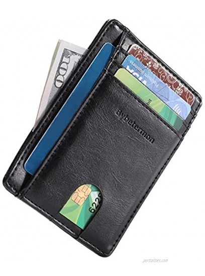 Bybetermon Slim Wallet Minimalist Credit Card Holder Double RFID Blocking Leather Card Wallets for Men Women