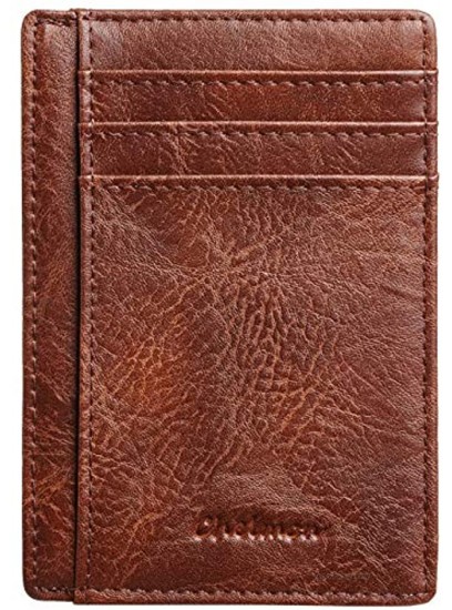 Chelmon Slim Wallet RFID Front Pocket Wallet Minimalist Secure Thin Credit Card Holder Torn Brown