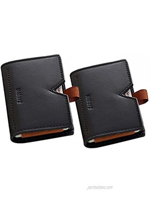 Credit Card Wallet Genuine Leather Card Case Minimalist Wallet RFID Blocking Pocket Credit Card Holder for Women & Men BLCAK+BLACK