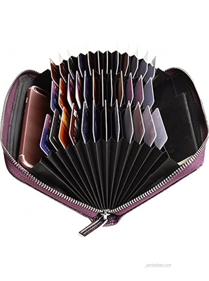 Easyoulife Womens Genuine Leather Credit Card Holder Wallet RFID Secure 36 Slots
