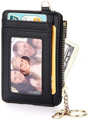 FEITH&FELLY Women Credit Card Holder with Keychain Slim Minimalist Front Pocket Wallet RFID Blocking
