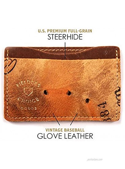 Fielders Choice Goods Brown Credit Card Holder Baseball Glove Leather Wallet Credit Card Case Holder for Men and Women