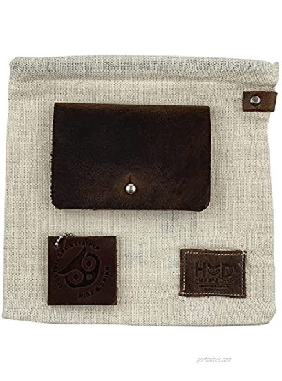 Hide & Drink Leather Card Holder Holds Up to 4 Cards Plus Folded Bills & Coins Pouch Case Purse Cash Handmade :: Bourbon Brown