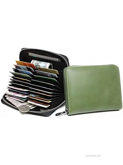 imeetu RFID Blocking Card Holder Case Leather Wallet with 24 Card Slots Green