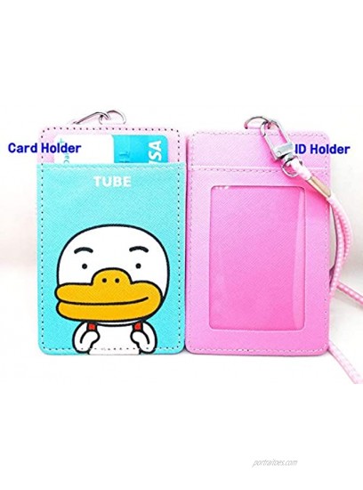 KUBRICK Ryan Basic Card Holder Necklace Wallet ID Badge [Stretchy Strap] PU Leather Credit Card Case Tube