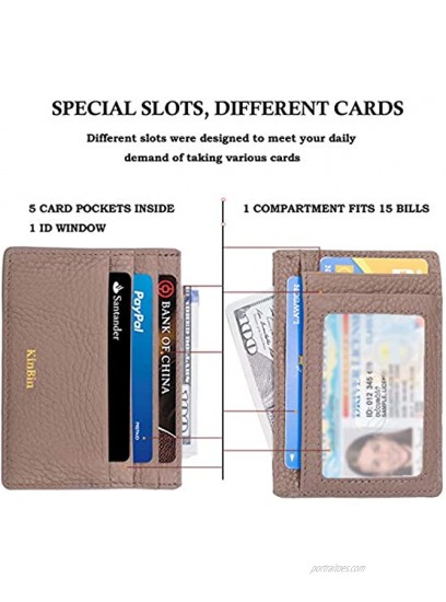 Leather Credit Card Holder Slim RFID Blocking Card Case Wallets Minimalist Front Pocket for Women Men Charcoal Gary…