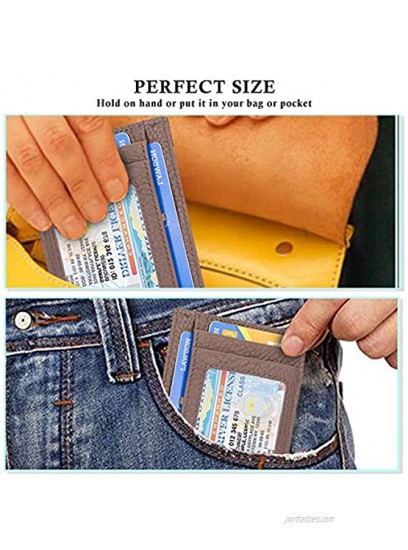 Leather Credit Card Holder Slim RFID Blocking Card Case Wallets Minimalist Front Pocket for Women Men Charcoal Gary…