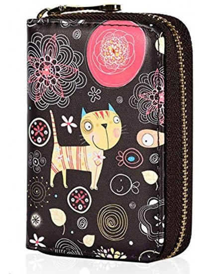 RFID Credit Card Holder Case Leather Cute Printed Zipper Card Case Wallet for Women Girls
