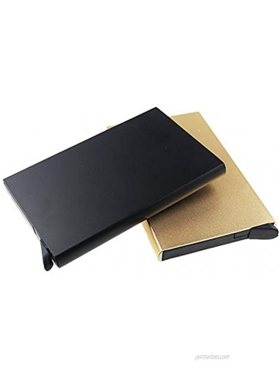 RFID Wallets for Men Women- Slim Minimalist Aluminum Card Holder,Credit Card Wallet Credit Card Holder RFID Wallet,RFID Blocking&Anti-Magnetic Black+Gold