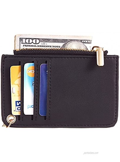 Toughergun Womens Keychain Wallet Slim Front Pocket Minimalist RFID Blocking Credit Card Coin Change Holder Purse WalletBlack Smooth