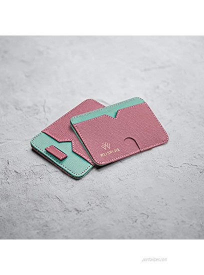 WEISHIJIE Card Case for Men Women Genuine Leather Card Cash Wallet Pocket Size RFID Blocking Card Holders