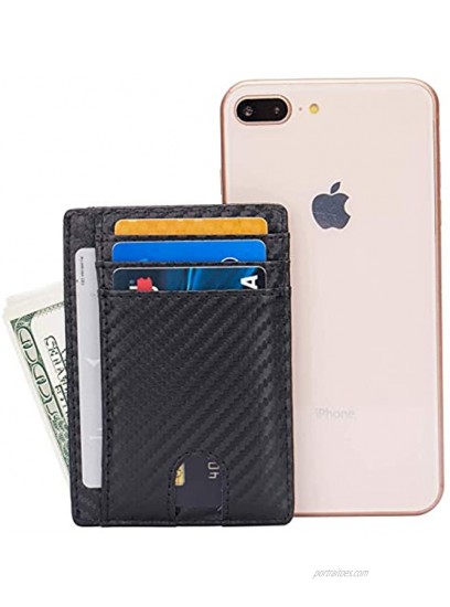 Women & Men Leather Credit Card Holder Slim Minimalist RFID Blocking Wallets Front Pocke