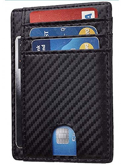 Women & Men Leather Credit Card Holder Slim Minimalist RFID Blocking Wallets Front Pocke