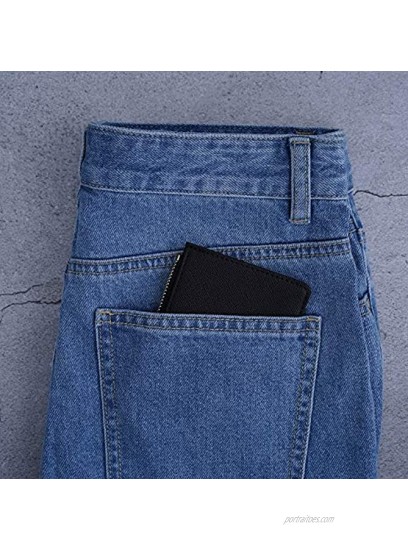 Women RFID Blocking Keychain Wallet Slim Card Case Holder Zip ID Case Wallet Small Leather Wallet Coin Purse Pocket Wallet Black