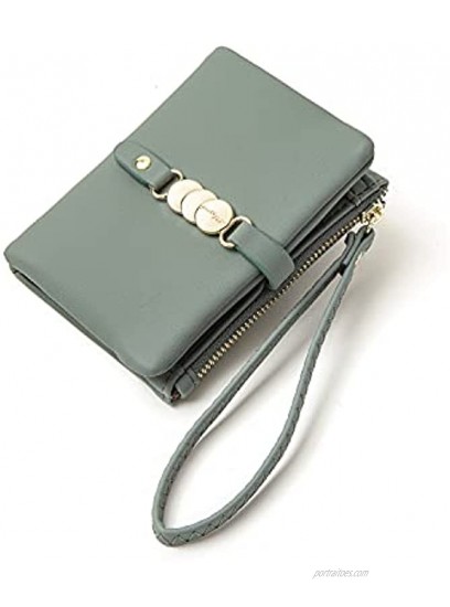 Belsmi Women's Small Compact PU Leather Slim Wallet Lady Purse Zipper Pocket Card Organizer Bifold Wallets Style 4 Pink
