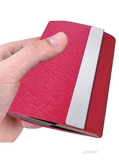 Bolier Professional Business Card Holder 100% Handmade Leather Business Card Case for Men and Women Red