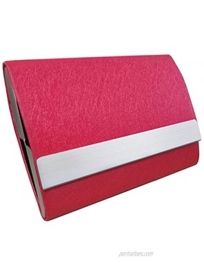 Bolier Professional Business Card Holder 100% Handmade Leather Business Card Case for Men and Women Red