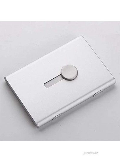 Business Card Holder FAYEAH Thumb-drive Business Card Case Stainless Steel Card Holder Card Case Excellent Design for Men and Women Silver