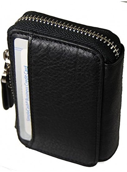 Castello Italian Soft Compact Leather Zip Up Cardholder Wallet with RFID