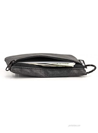 Flowfold Mini Zipper Pouch Small Zippered Pouch for Keys ID Cards & AirPods Case Water Resistant Fabric Made in USA Jet Black