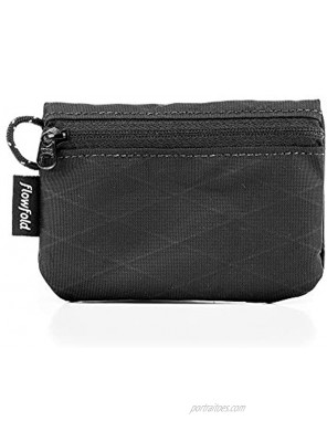 Flowfold Mini Zipper Pouch Small Zippered Pouch for Keys ID Cards & AirPods Case Water Resistant Fabric Made in USA Jet Black