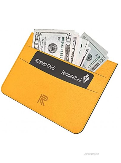 REXKEY Wallets for Men Orange Slim Leather Mens Card Holder Front Pocket Wallet RFID Blocking
