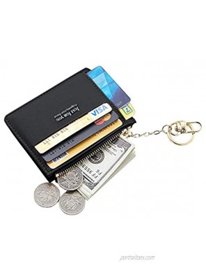 Small Wallets for Women Slim Pocket Wallet Lady Mini Purse Leather Card Case Short Wallet with Keychain A-Black