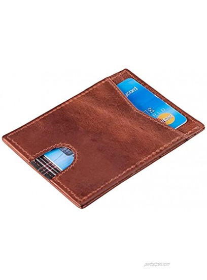 Urban Nature Tan Genuine Leather RFID Protected Slim Stylish Minimalist Business Card holder