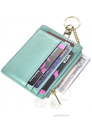 Womens Slim RFID Credit Card Holder Mini Front Pocket Wallet Coin Purse Keychain
