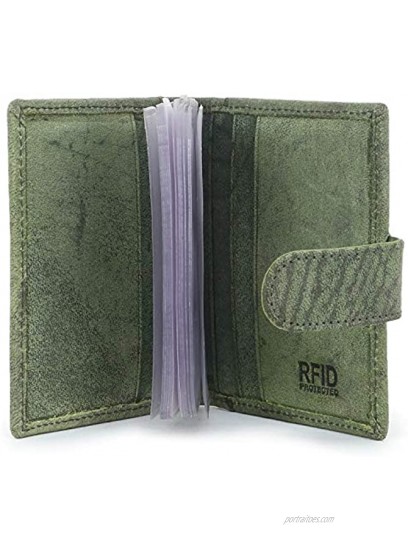 Zap Impex Pocket Minimalist Leather Slim Green Card Holder Credit Card Debit Card Holder