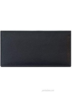 Black Basic Genuine Leather Checkbook Cover For Men & Women