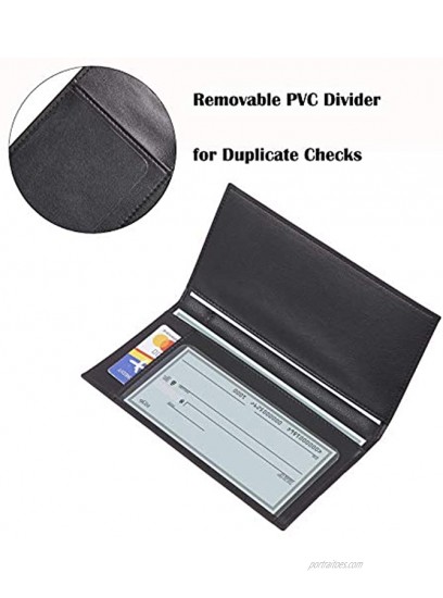 Casmonal Genuine Leather Checkbook Cover For Men & Women Checkbook Holder Wallet RFID Blocking