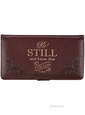 Checkbook Cover for Women and Men Be Still” Christian Brown Wallet Faux Leather Christian Checkbook Cover for Duplicate Checks & Credit Cards Psalm 46:10